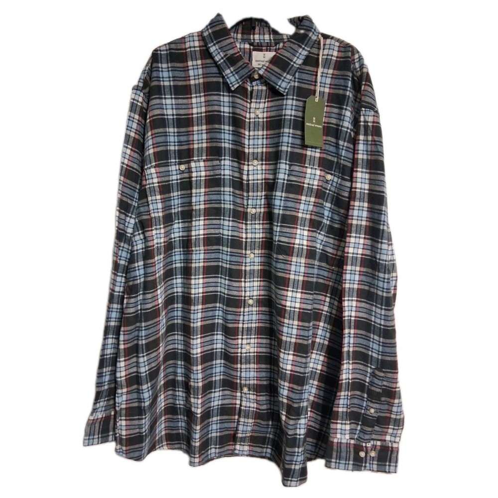 NWT Men's Mutual Weave Blue/Black Plaid Flannel Shirt Size LT